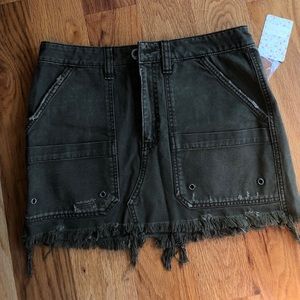 Free People Army Green Cargo-style skirt